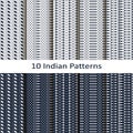 Seamless vector set of ten indian lineal geometric patterns. seamless template in swatch panel. design for print, textile, pa